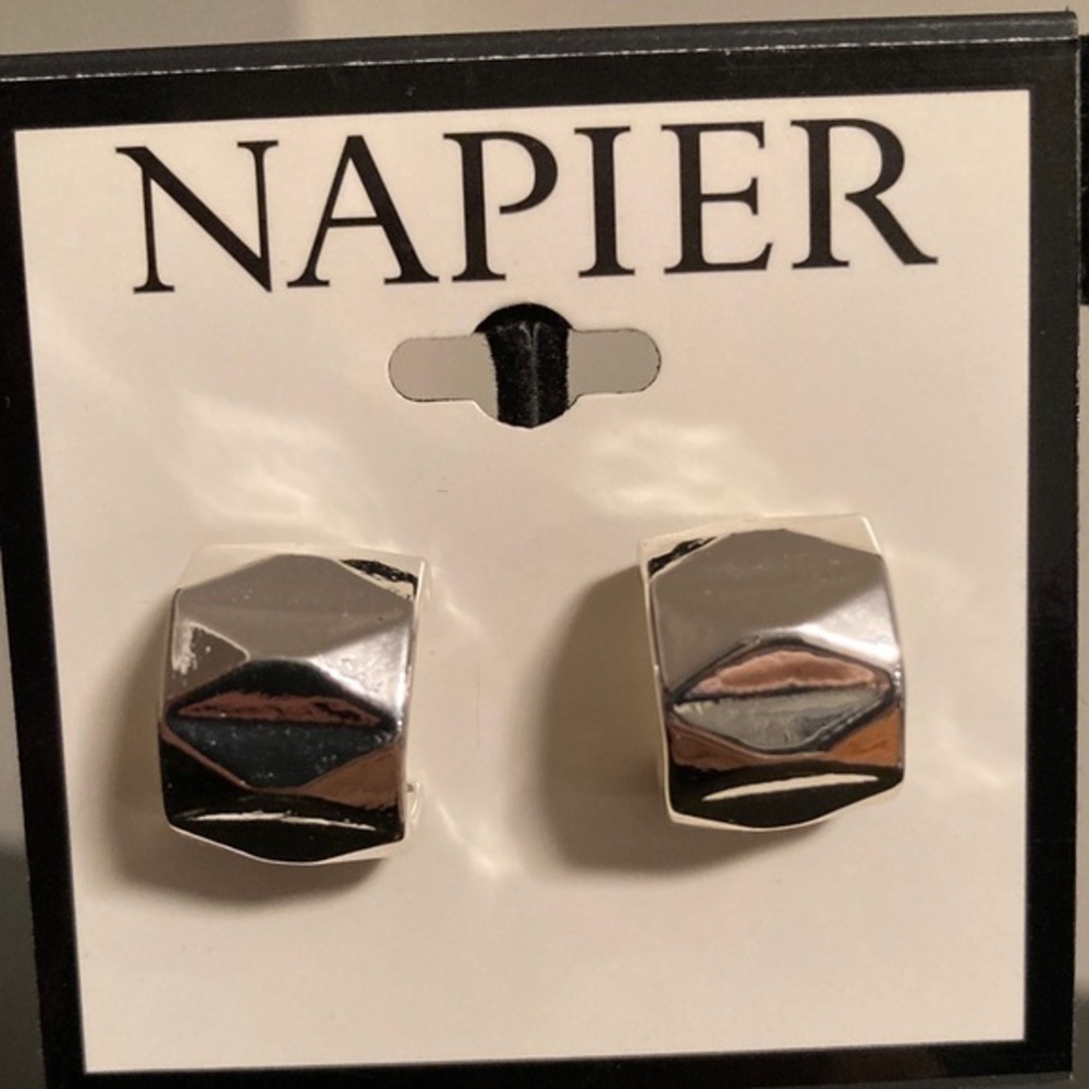 Napier Silver Hexagon Earrings